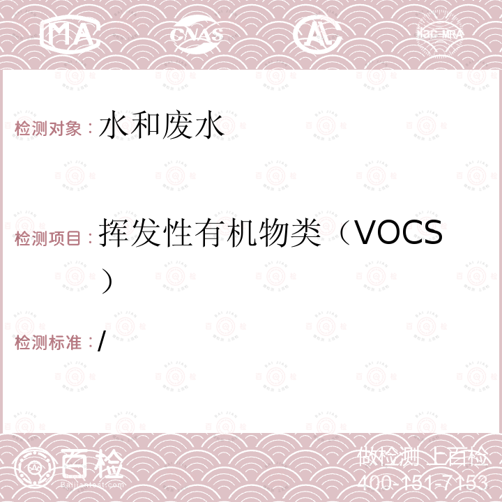 挥发性有机物类（VOCS） /  