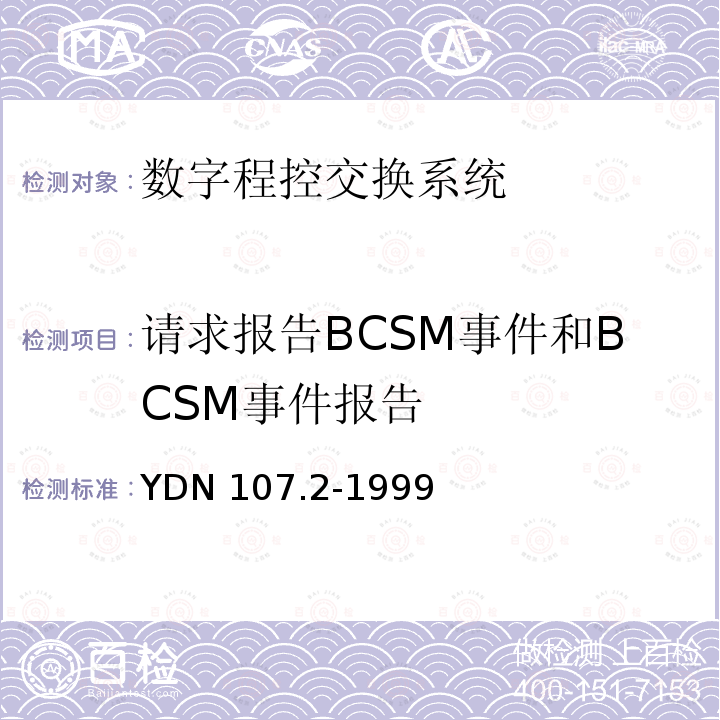 请求报告BCSM事件和BCSM事件报告 请求报告BCSM事件和BCSM事件报告 YDN 107.2-1999