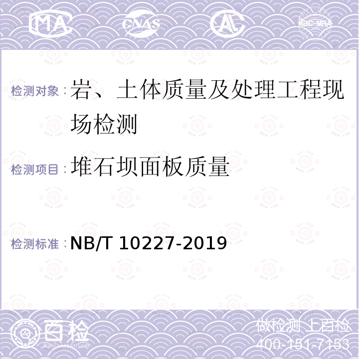 堆石坝面板质量 NB/T 10227-2019 水电工程物探规范