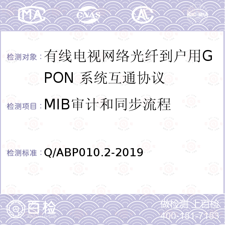 MIB审计和同步流程 MIB审计和同步流程 Q/ABP010.2-2019