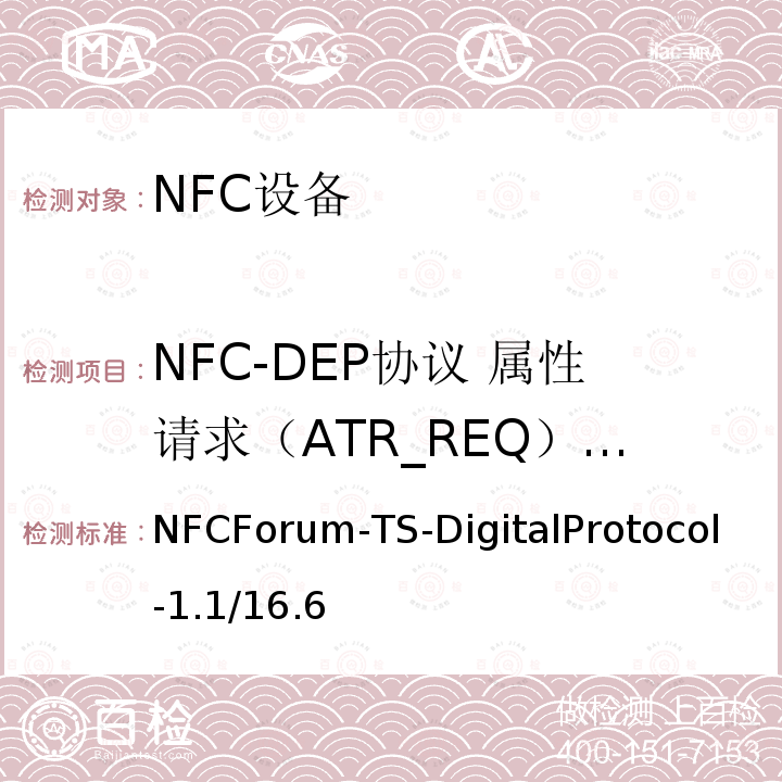 NFC-DEP协议 属性请求（ATR_REQ）指令 NFC-DEP协议 属性请求（ATR_REQ）指令 NFCForum-TS-DigitalProtocol-1.1/16.6