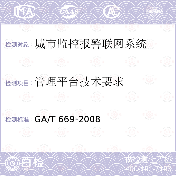 管理平台技术要求 GA/T 669-2008  
