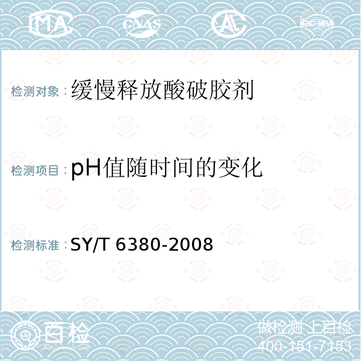 pH值随时间的变化 pH值随时间的变化 SY/T 6380-2008