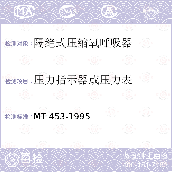 压力指示器或压力表 压力指示器或压力表 MT 453-1995