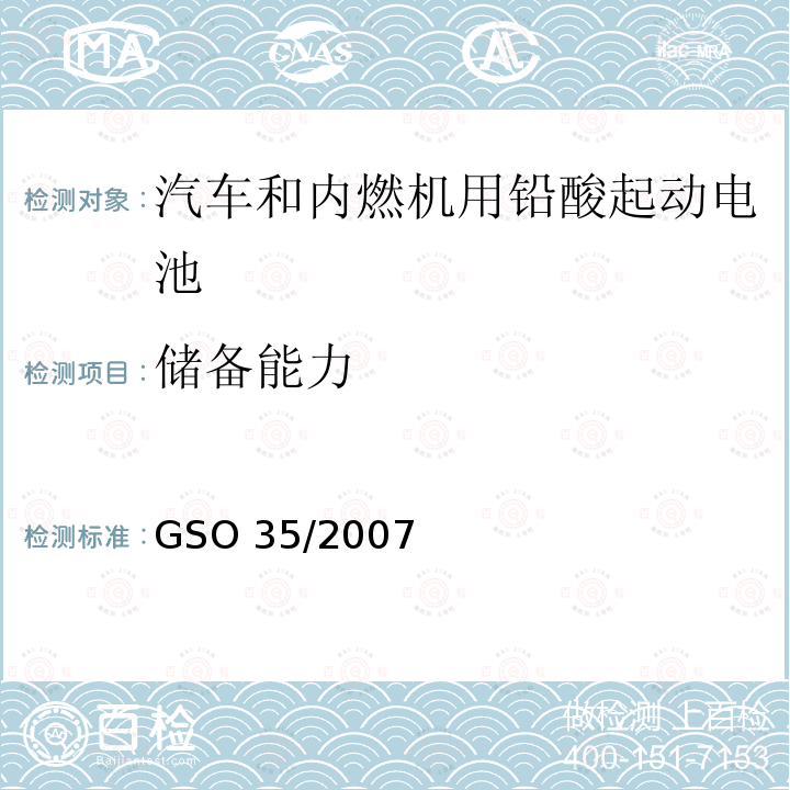 储备能力 储备能力 GSO 35/2007