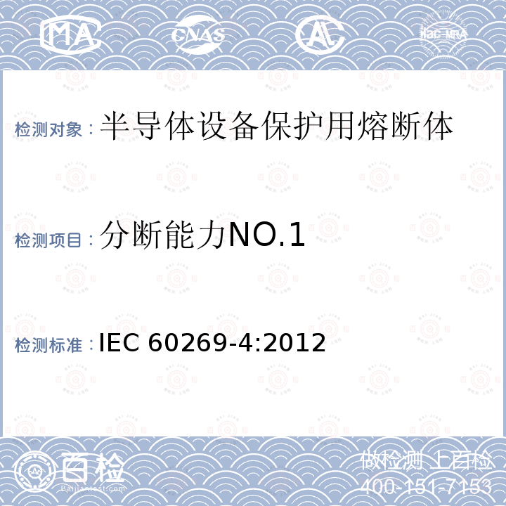 分断能力NO.1 IEC 60269-4:2012  