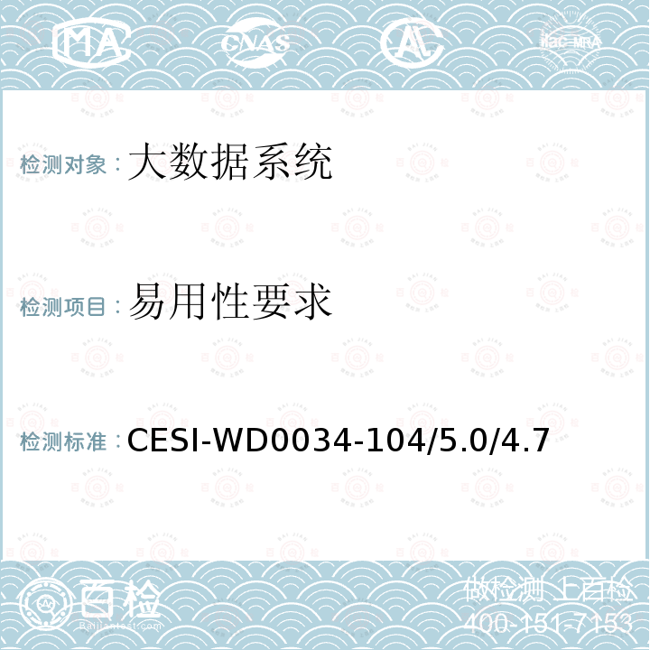 易用性要求 CESI-WD0034-104/5.0/4.7  