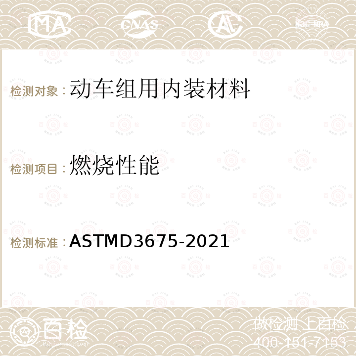 燃烧性能 燃烧性能 ASTMD3675-2021