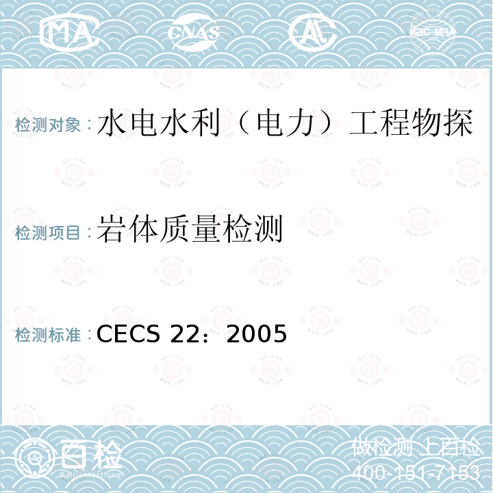 岩体质量检测 CECS 22:2005  CECS 22：2005