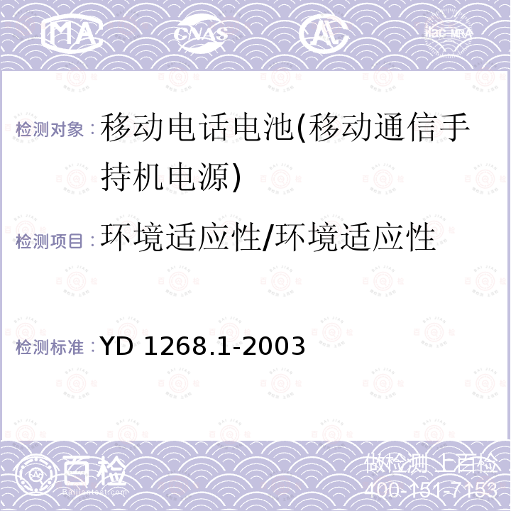 环境适应性/环境适应性 环境适应性/环境适应性 YD 1268.1-2003