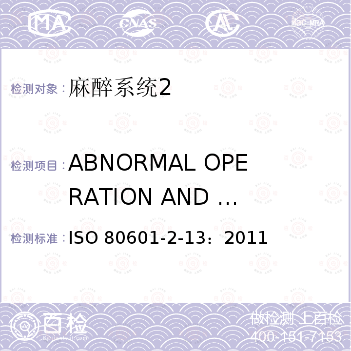 ABNORMAL OPERATION AND FAULT CONDITIONS ABNORMAL OPERATION AND FAULT CONDITIONS ISO 80601-2-13：2011