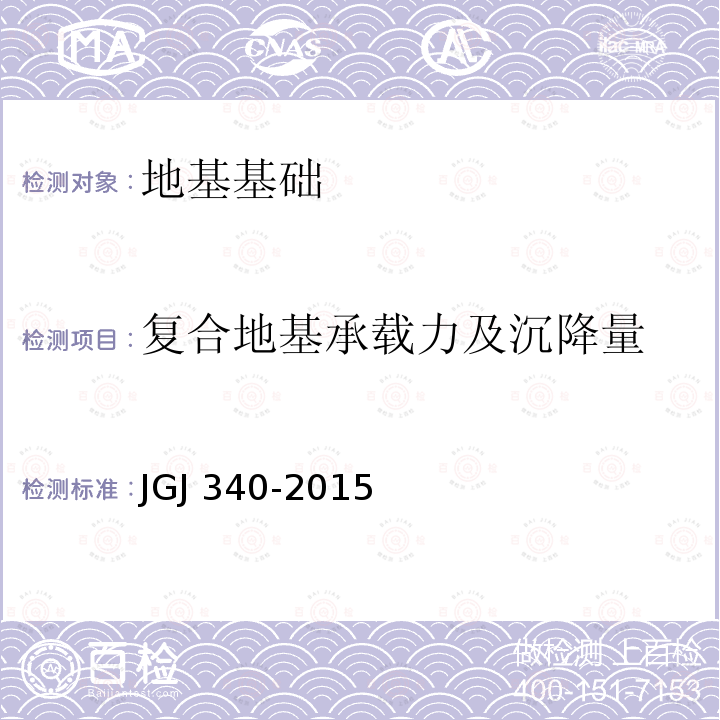 复合地基承载力及沉降量 JGJ 340-2015 建筑地基检测技术规范(附条文说明)