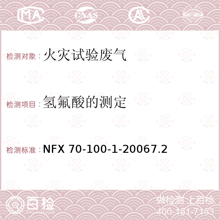 氢氟酸的测定 氢氟酸的测定 NFX 70-100-1-20067.2