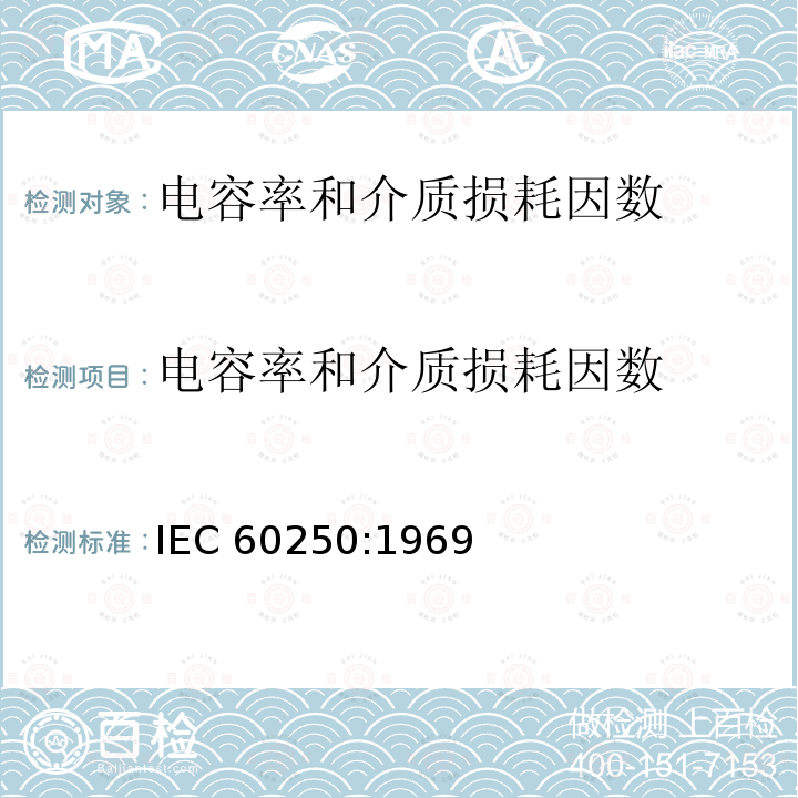 电容率和介质损耗因数 IEC 60250:1969  