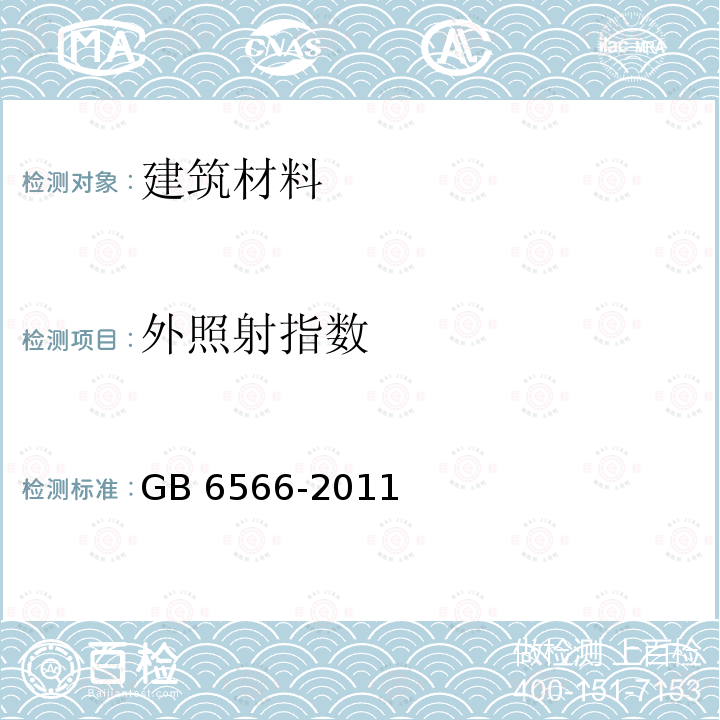 外照射指数 外照射指数 GB 6566-2011