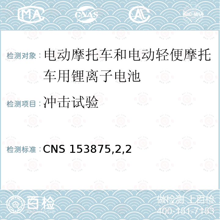 冲击试验 CNS 1538752  CNS 153875,2,2