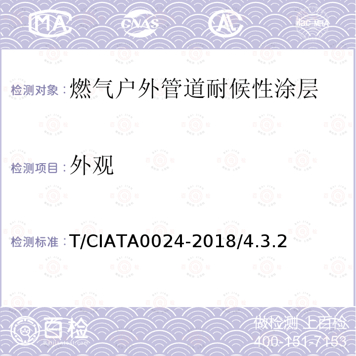 外观 A 0024-2018  T/CIATA0024-2018/4.3.2