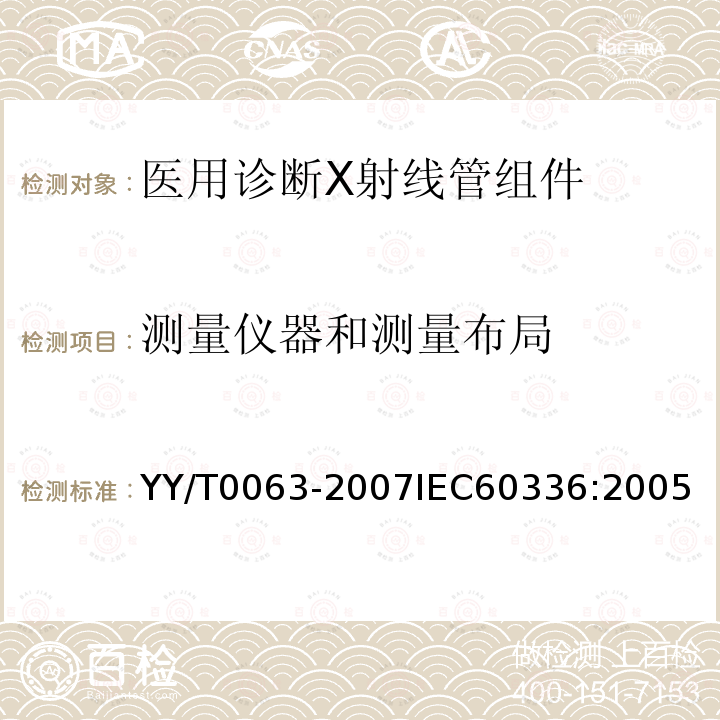 测量仪器和测量布局 医用电气设备 医用诊断X射线管组件 焦点特性 YY/T0063-2007IEC60336:2005