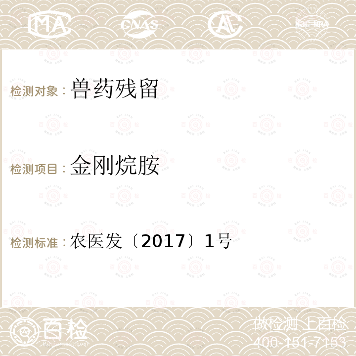 金刚烷胺 农业部关于印发《2017年动物及动物产品兽药残留监控计划》的通知 农医发〔2017〕1号