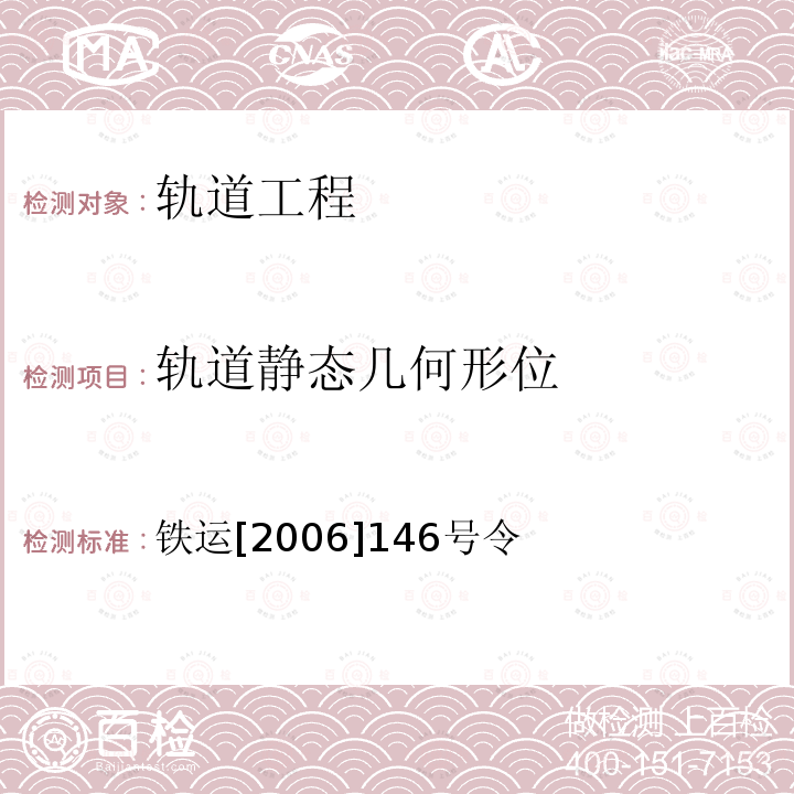 轨道静态几何形位 铁运[2006]146号令 《铁路线路修理规则》 铁运[2006]146号令