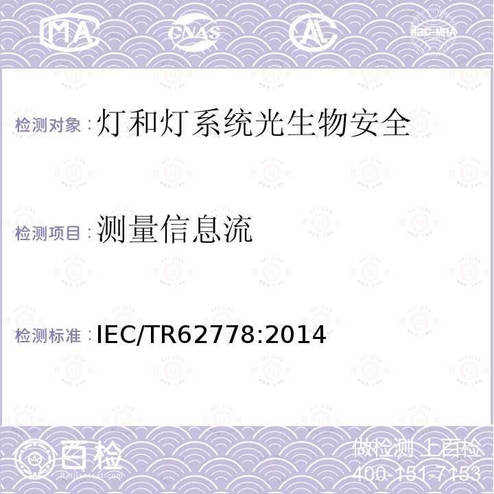 测量信息流 IEC 62471在光源和灯具蓝光危害评估中的应用 IEC/TR62778:2014