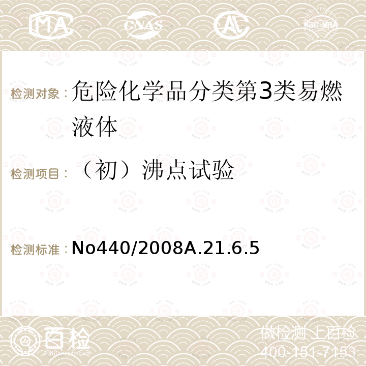 （初）沸点试验 欧洲联盟委员会条例 附件A部分所述方法 No440/2008A.21.6.5