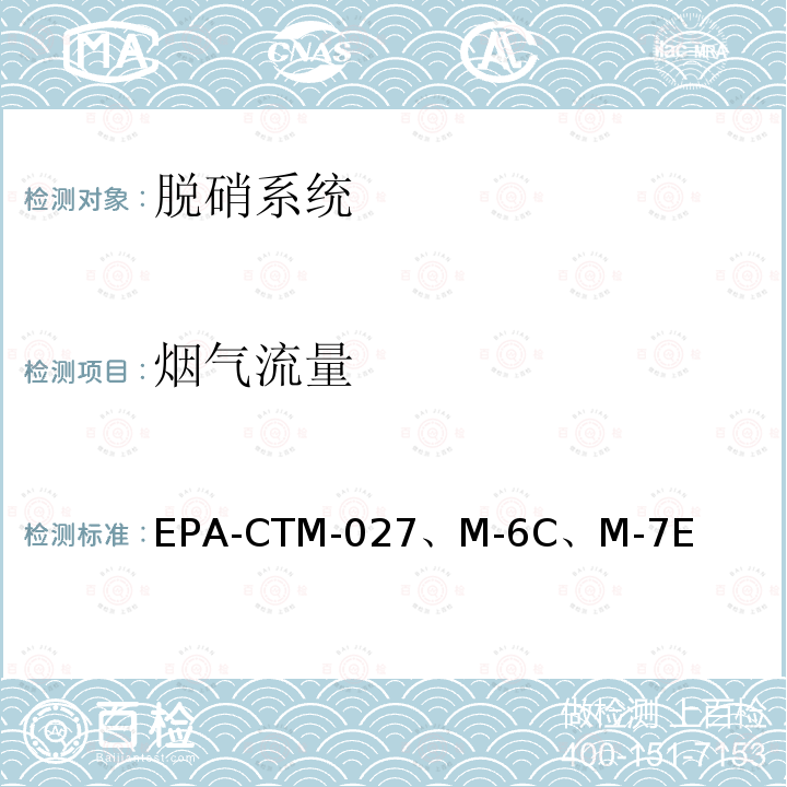 烟气流量 《烟气取样与分析系列标准》 EPA-CTM-027、M-6C、M-7E