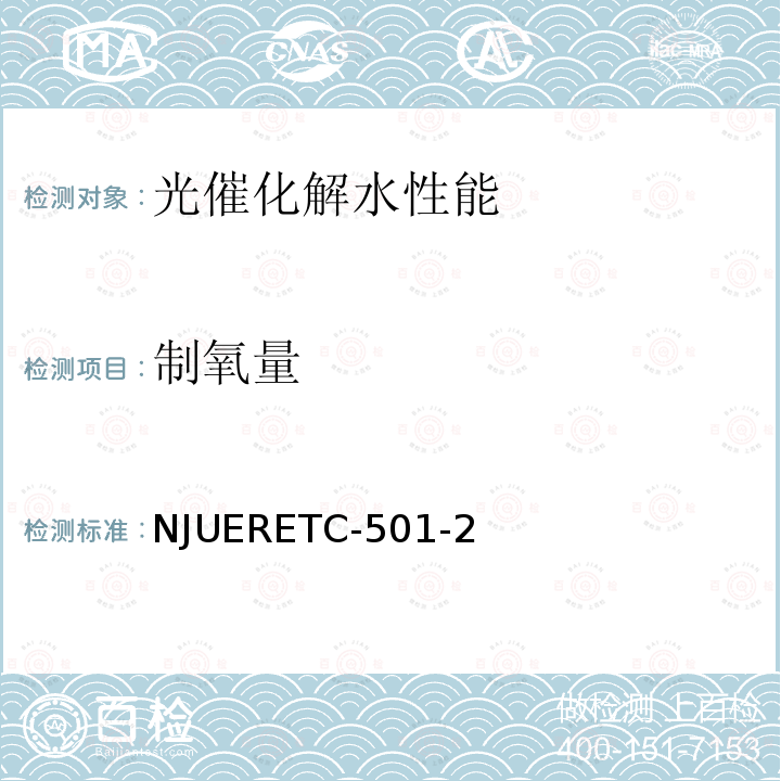 制氧量 光解水制氧量测试方法（自编） NJUERETC-501-2