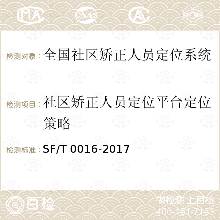 社区矫正人员定位平台定位策略 《全国社区矫正人员定位系统技术规范》 SF/T 0016-2017