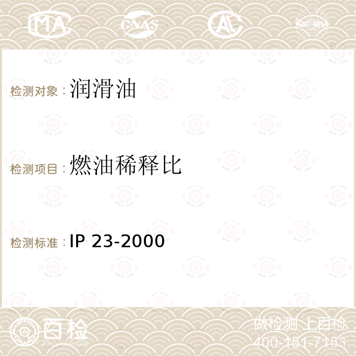 燃油稀释比 汽油发动机曲轴箱油燃油稀释的测定 IP 23-2000