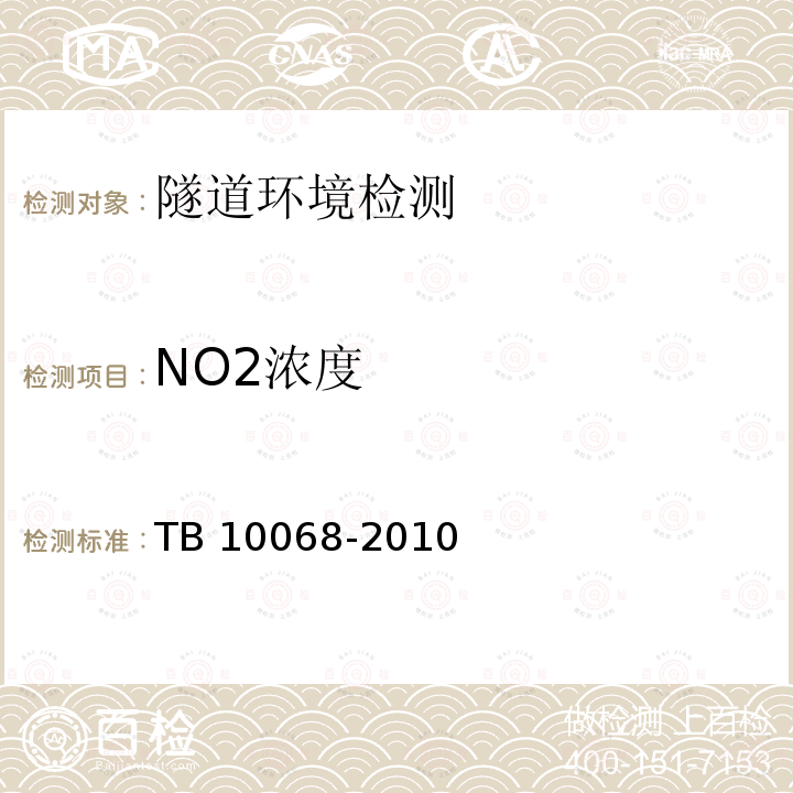NO2浓度 《铁路隧道运营通风设计规范》3.0.2 TB 10068-2010