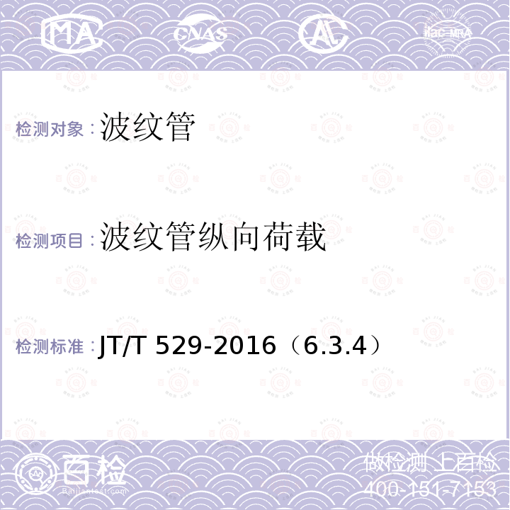 波纹管纵向荷载 《预应力混凝土桥梁用塑料波纹管》 JT/T 529-2016（6.3.4）