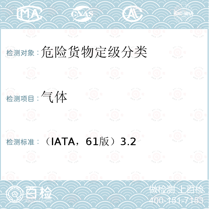 气体 国际航空运输协会《危险品规则》 （IATA，61版）3.2