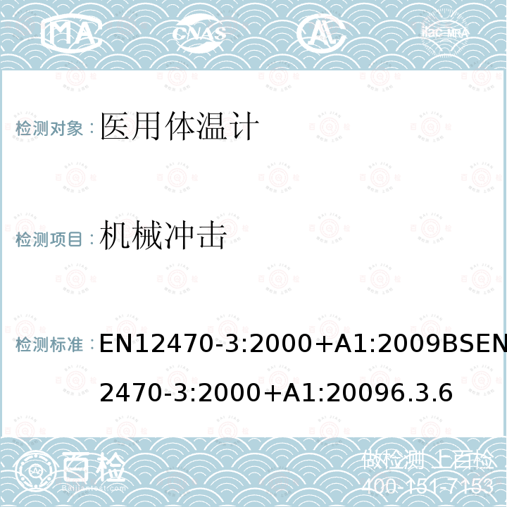 机械冲击 医用体温计 第三部分: 最大装置小型电子体温计(非预测型和预测型)的性能 EN12470-3:2000+A1:2009BSEN12470-3:2000+A1:20096.3.6