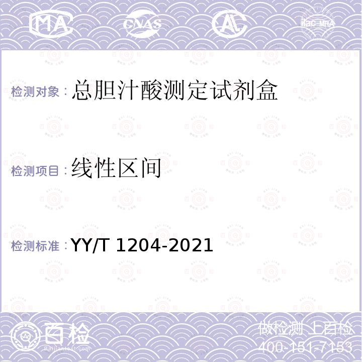 线性区间 总胆汁酸测定试剂盒(酶循环法） YY/T 1204-2021