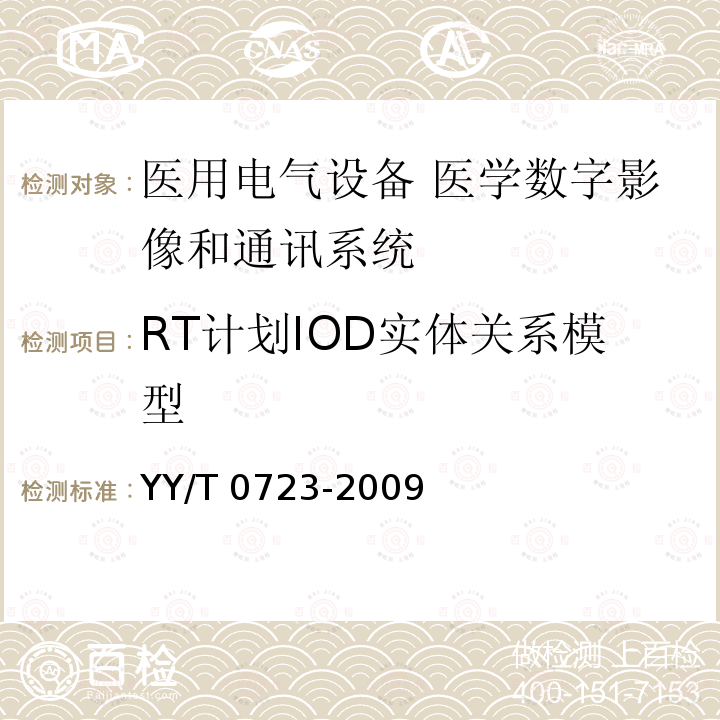 RT计划IOD实体关系模型 医用电气设备 医学数字影像和通讯（DICOM）-放射治疗对象 YY/T 0723-2009