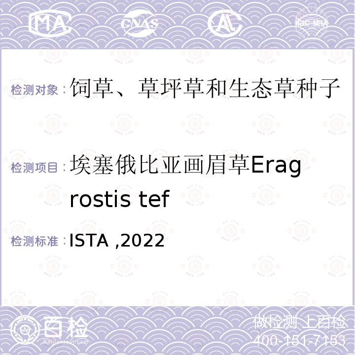 埃塞俄比亚画眉草Eragrostis tef 国际种子检验规程 ISTA ,2022