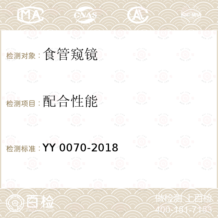 配合性能 食管窥镜 YY 0070-2018