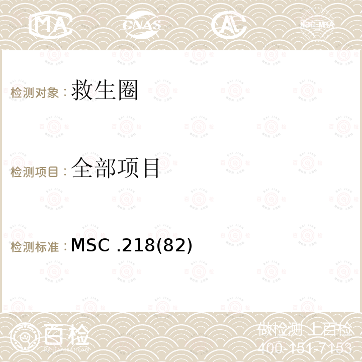 全部项目 海安会决议MSC.218(82) MSC .218(82)