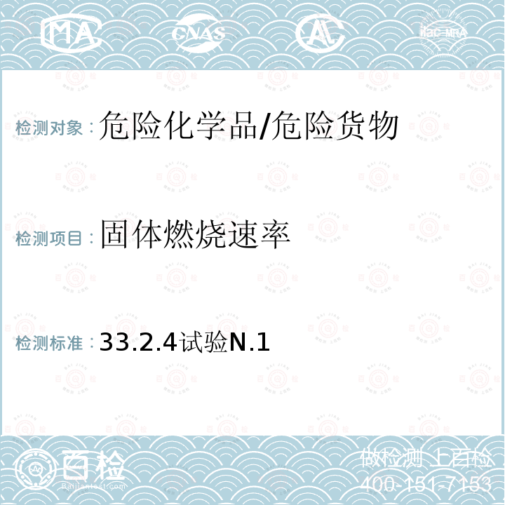 固体燃烧速率 联合国《试验和标准手册》（第七修订版）33.2.4试验N.1 易燃固体的试验方法 33.2.4试验N.1