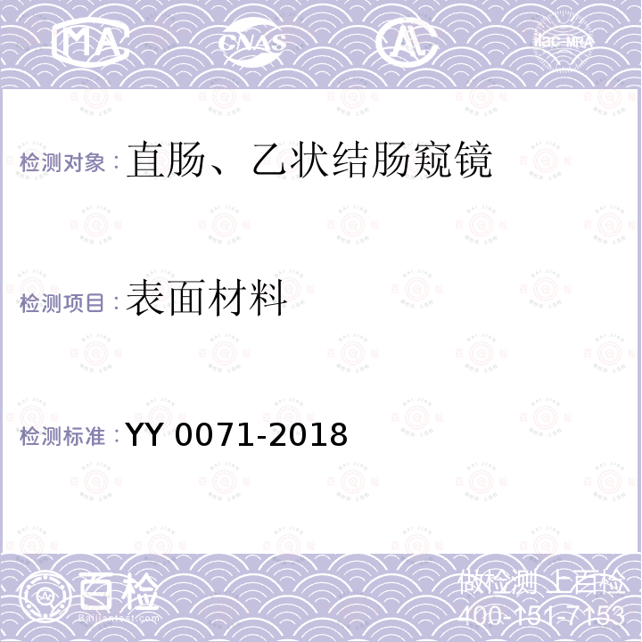 表面材料 直肠、乙状结肠窥镜 YY 0071-2018