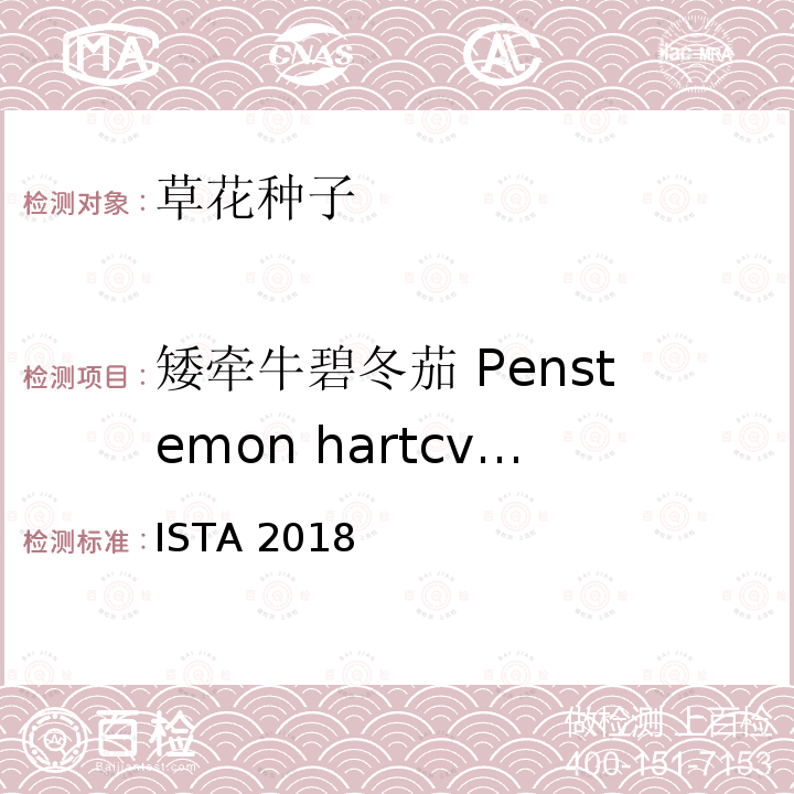 矮牵牛碧冬茄 Penstemon hartcvegii 国际种子检验规程 ISTA 2018