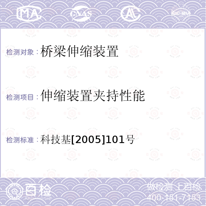 伸缩装置夹持性能 《客运专线桥梁伸缩装置暂行技术条件》 科技基[2005]101号