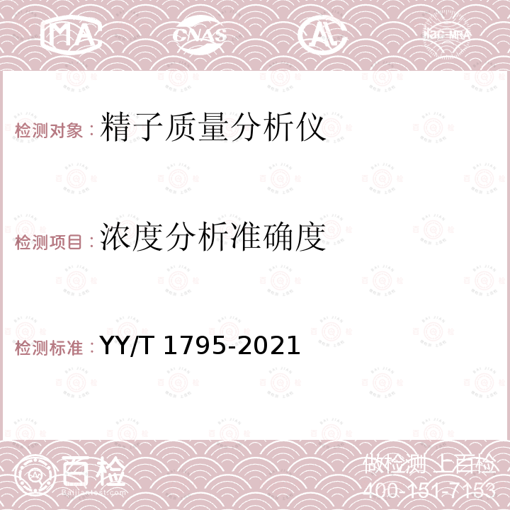 浓度分析准确度 精子质量分析仪 YY/T 1795-2021