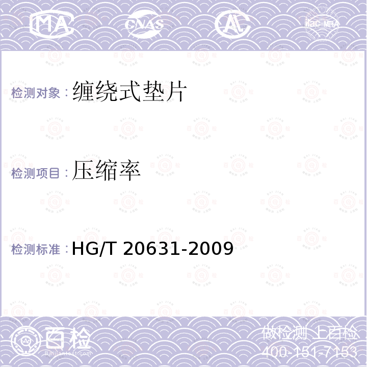 压缩率 ASS系列） HG/T 2063 钢制管法兰用缠绕式垫片（Class系列） HG/T 20631-2009