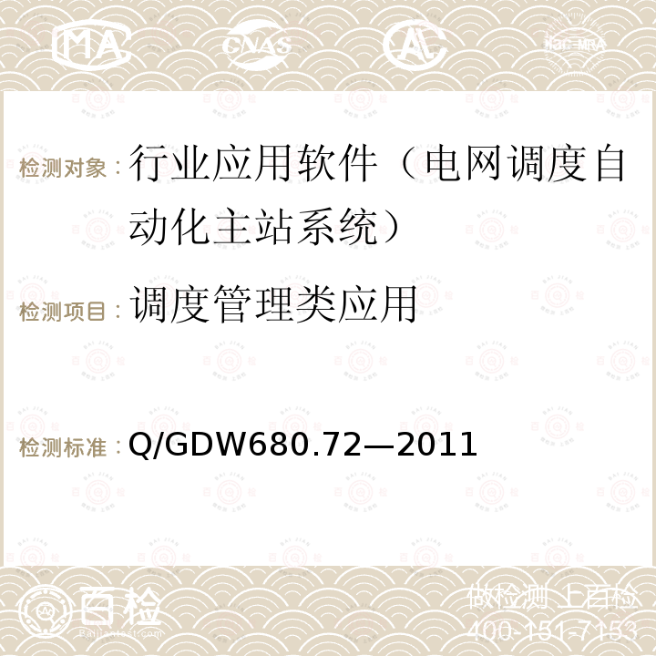 调度管理类应用 智能电网调度技术支持系统 第7-2部分：调度管理类应用 专业和内部综合管理及信息展示发布 Q/GDW680.72—2011