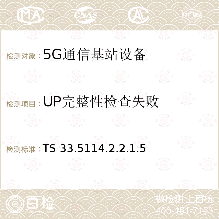 UP完整性检查失败 下一代安全保证规范（SCAS） TS 33.5114.2.2.1.5
