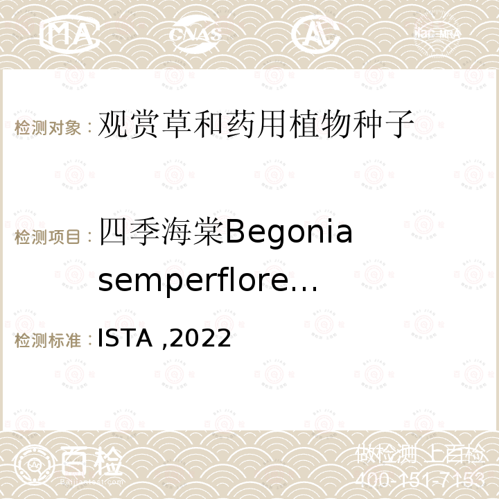 四季海棠Begonia semperflorens 国际种子检验规程 ISTA ,2022
