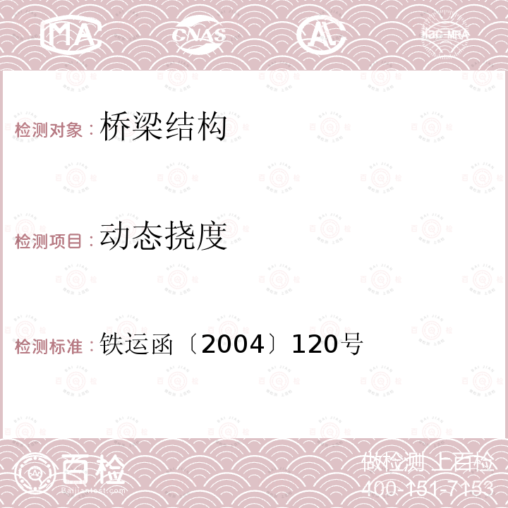 动态挠度 《铁路桥梁检定规范》11，附录U 铁运函〔2004〕120号