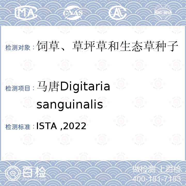 马唐Digitaria sanguinalis 国际种子检验规程 ISTA ,2022